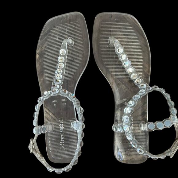 Jeffrey Campbell Jemmin Embellished T Bar Clear Jelly SandaClear Women's Sandals - Picture 4 of 7